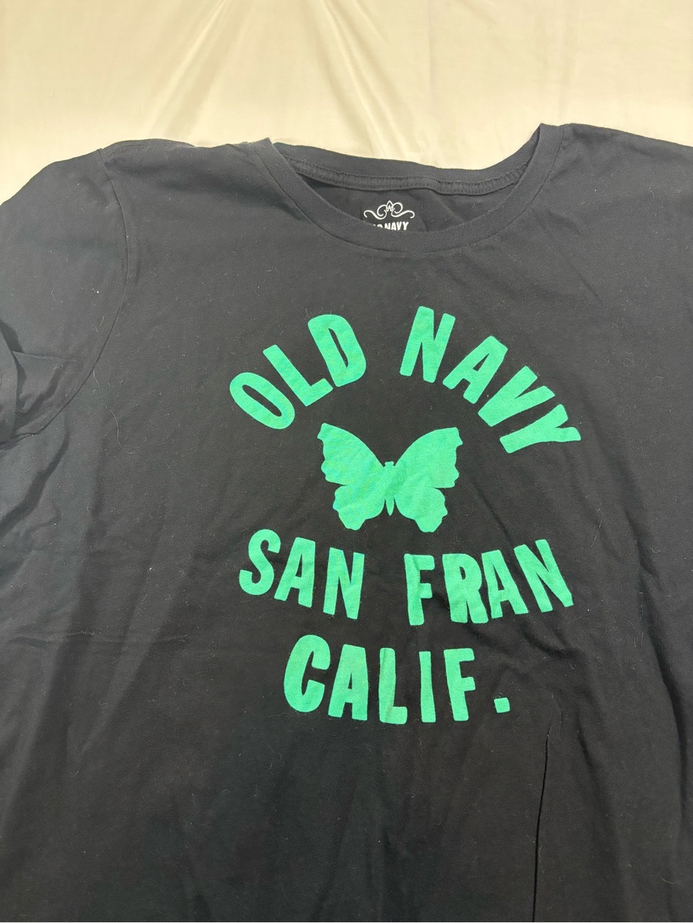 Old Navy Women’s XXL San Fran Calif Butterfly Graphic T Shirt Black Green